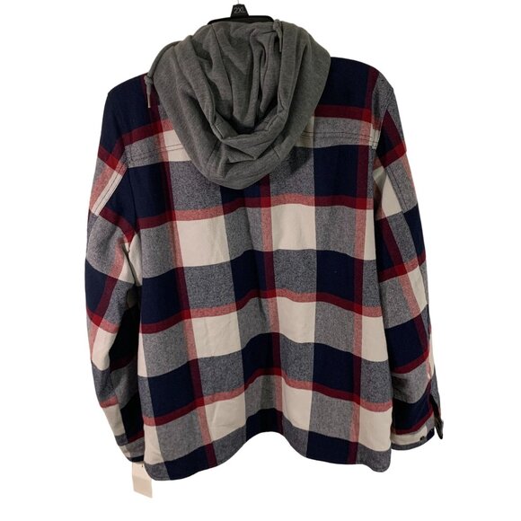 Levis Plaid Shirt Jacket Hooded S Levi Strauss & Co. Cotton & Polyester Unisex - Picture 2 of 9
